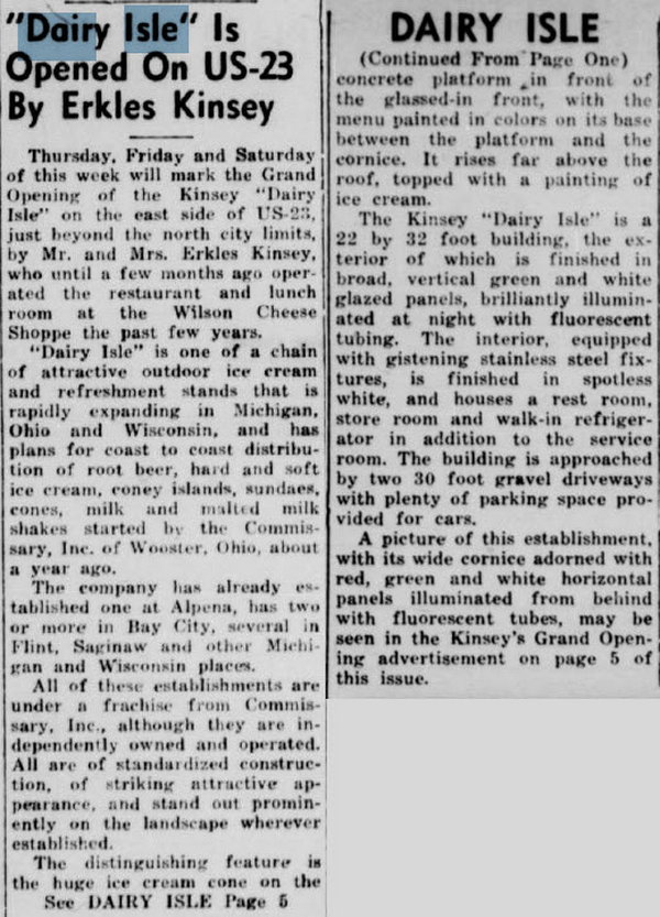 Dairy Isle - June 1952 Article On Pinconning Location